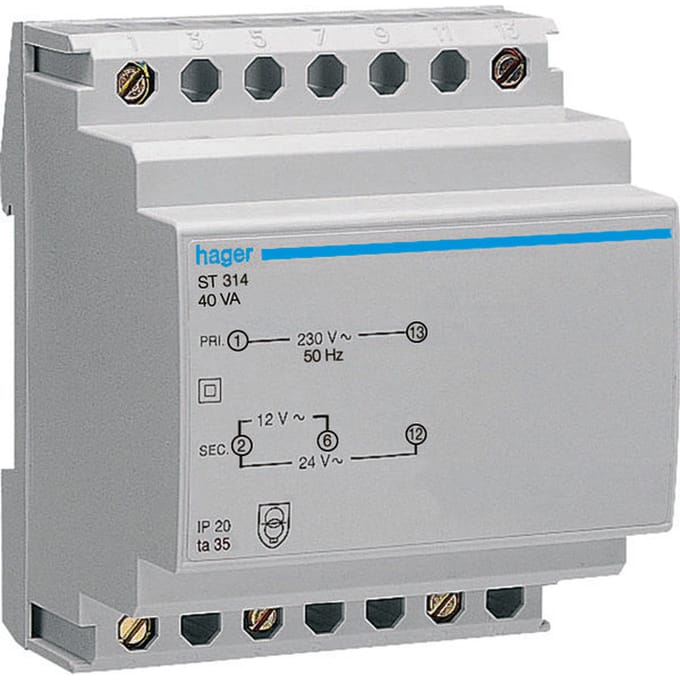 Hager Safety Transformer 40va 230v12-24v