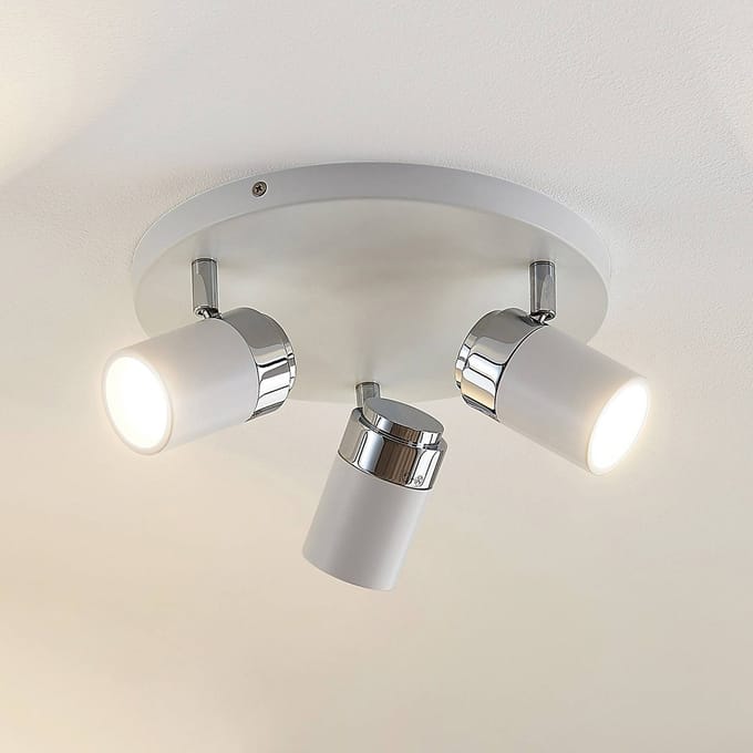 Lindby - buitenspot - 3lichts - Metaal, glas - H: 10.5 cm - GU10 - wit, chroom, mat