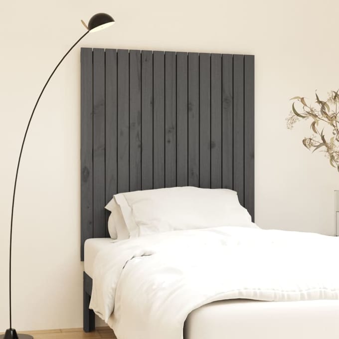 vidaXL - Wandhoofdbord - 95,5x3x110 - cm - massief - grenenhout - grijs