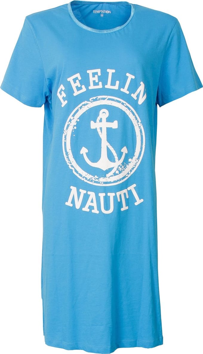 Temptation Dames Nachthemd - Bigshirt - Licht Blauw - Maat S