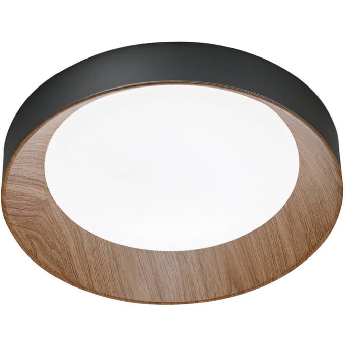 Luce Ambiente Design LED plafondlamp Arka, Ø 40 cm, zwart/houtlook, metaal CCT