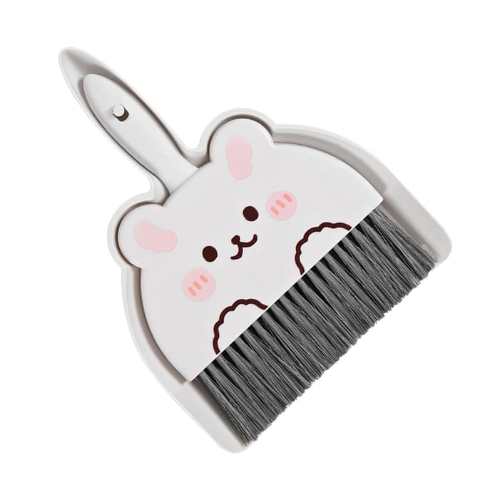 Stoffer en Bliksem Set Cartoon Mini Draagbare Schoonmaakbezem met Stoffer voor Bureau Konijn white