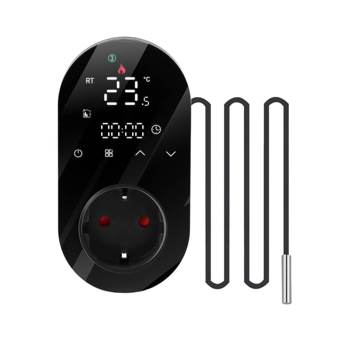 Prise de sortie de Thermostat numérique WiFi, prise 16A, application Tuya, commande vocale, contrôleur de température B-3 noir