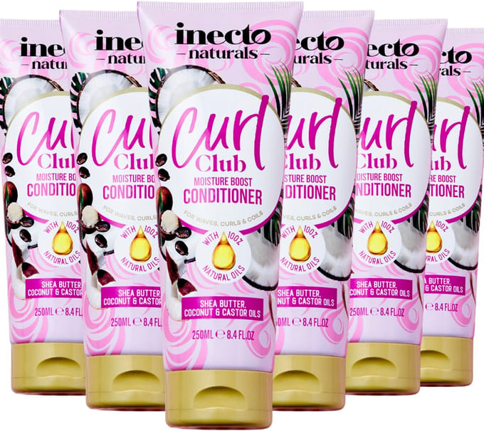 Inecto Curl Club Moisture Boost Conditioner - 6 x 250ml - Voordeelverpakking