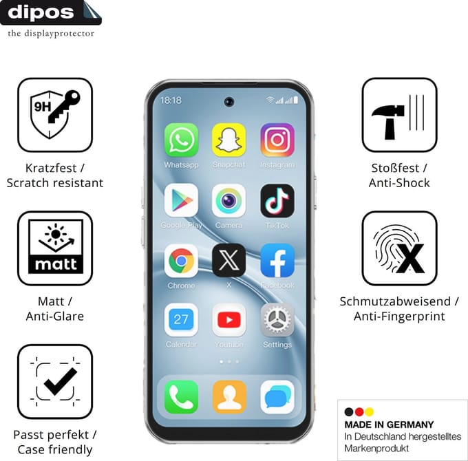 dipos – 2x Matte Pantserfolie geschikt voor viqee A19PRO Mini-Smartphone | 9H Screenprotector