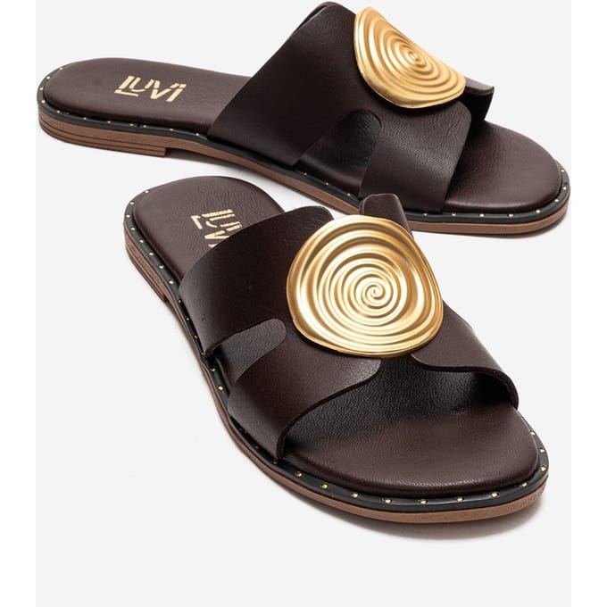 Nolita Leren Slide Sandaal