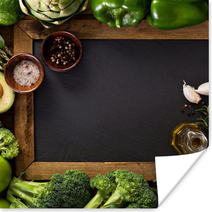Poster Fruit - Krijtbord - Groente - 30x30 cm