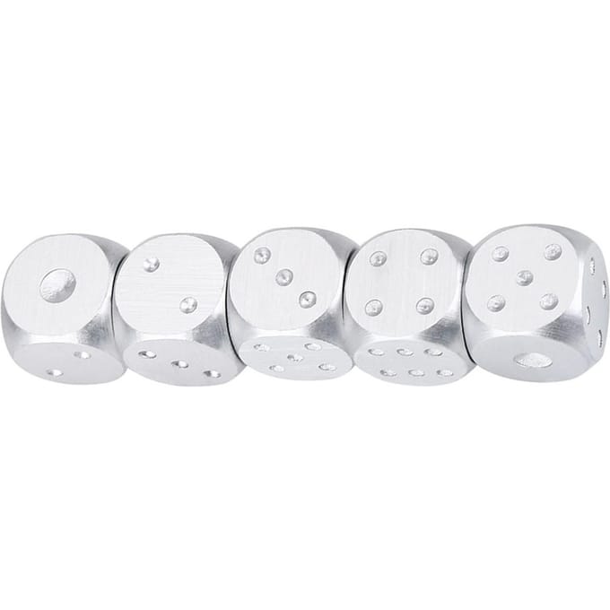 Jeu de Table en alliage d'aluminium, 5 pièces, jeu de Poker, jeu de dés avec boîte de rangement Silver square white