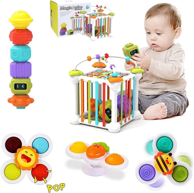 Montessori Speelgoed voor Peuters - 12 Delige Sensorische Vormsortering Set