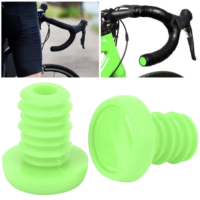 Poignées de Guidon de Vélo ZTTO Embouts de Guidon Bouchons à Vis Caoutchouc Polyester Accessoire de Cyclisme Vert