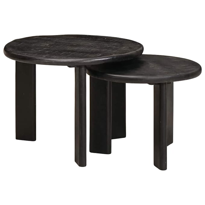 vidaXL - Nesting - Koffietafels - 2 - st - Zwart - Ø - 50 - x - 40 - cm - Massief - Mango - Hout