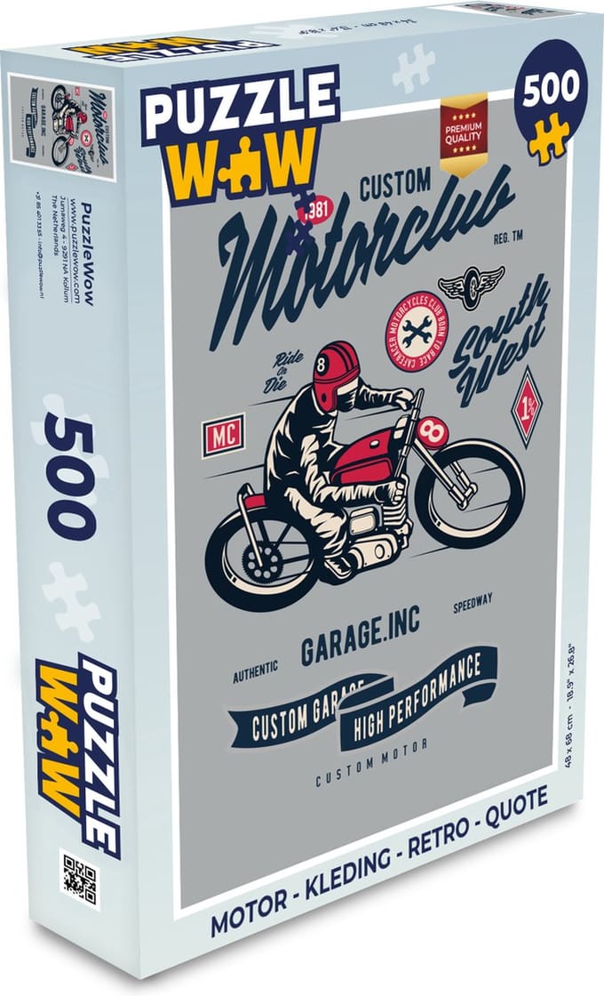 Puzzel Motor - Kleding - Retro - Quote - Legpuzzel - Puzzel 500 stukjes