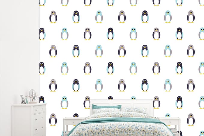 Behang - Fotobehang Design - Dieren - Pinguïn - Breedte 265 cm x hoogte 220 cm