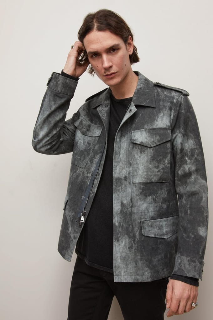 John Varvatos Military Inspired Outerwe Iron Grey Größe: 46 | Militärjacken Outlet | Herren | Grau