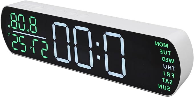 Digitale Wekker - Klok met Alarm - Tijd Weergeven - Groot Display - 26.5 cm - Wit