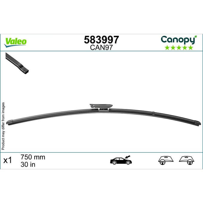 Wisserblad VALEO Canopy 583997, 750mm, Voor, 1 Stuk