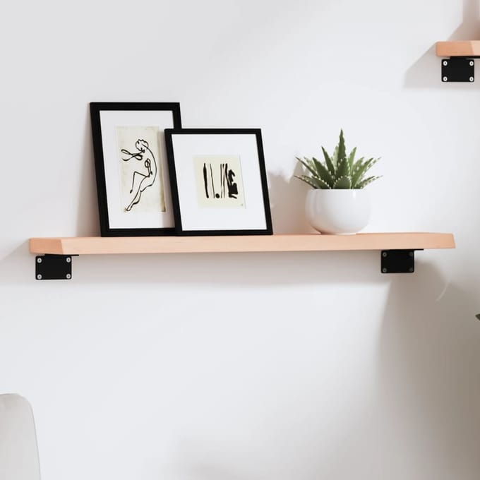 vidaXL - Wandschap - 60x10x2 - cm - onbehandeld - massief - eikenhout