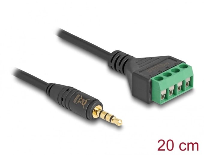 Delock Cable Stereo jack male 3.5 mm 4 pin to Terminal Block Adapter 20 cm