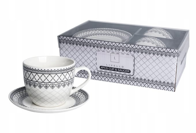 Porseleinen Kopjes met Schotels Set van 2 (250ml)