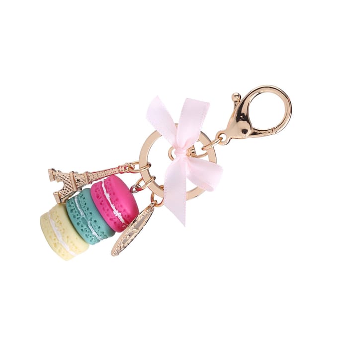Kleurrijke Schattige Macaron Eiffeltoren Sleutelhanger Sleutelhanger Tas Hanger Auto Charm Decoratie(Roosrood)
