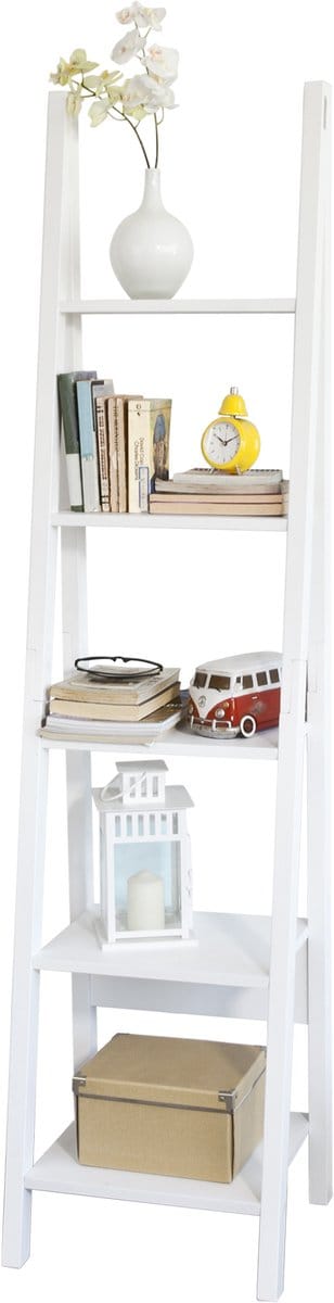 SoBuy FRG101-W Boekenplank - Wit Houtcomposiet met Trapplank