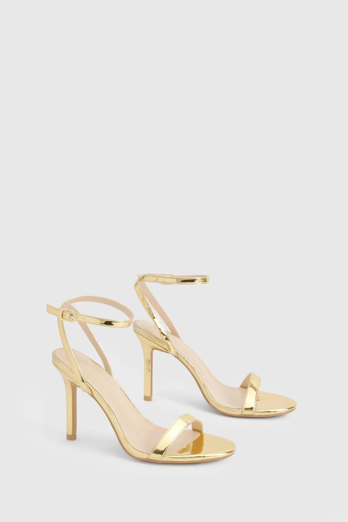 boohoo Dames Wide Fit Metallic Barely There Hakken | Goud | Maat: 37