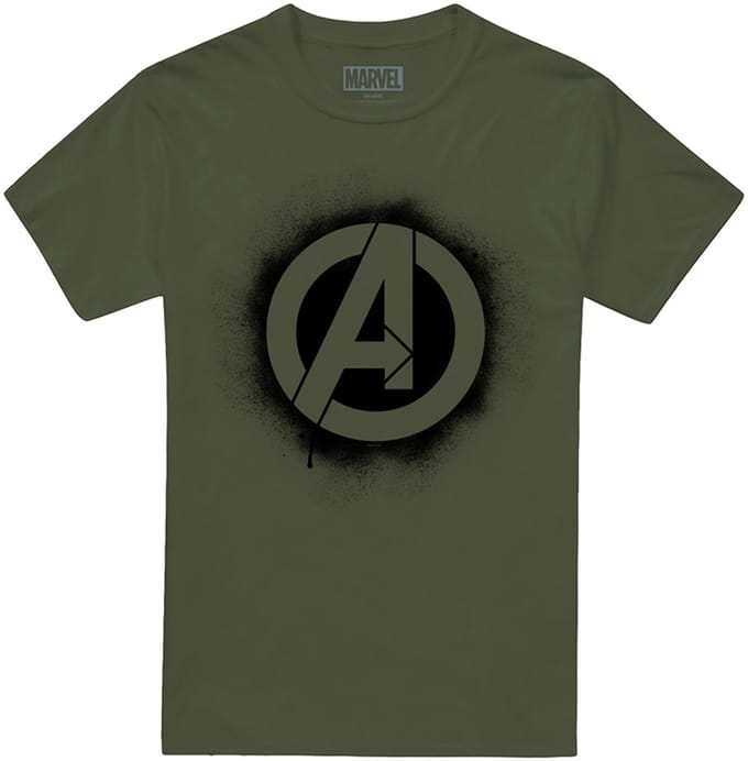 Avengers Stencil Logo Heren T-Shirt - Legergroen - M