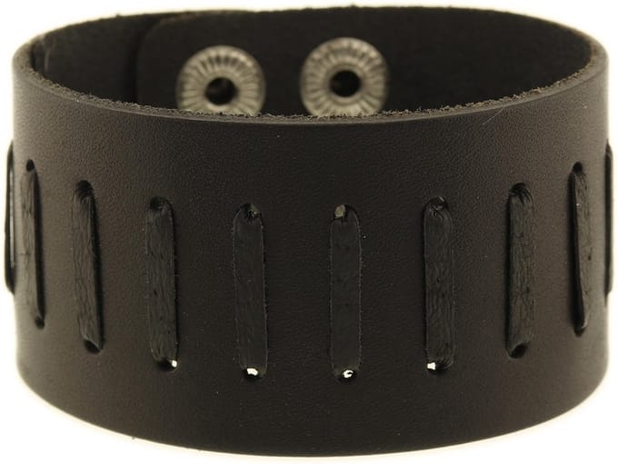 Behave - Armband zwart leer met open details - Rock stijl accessoire