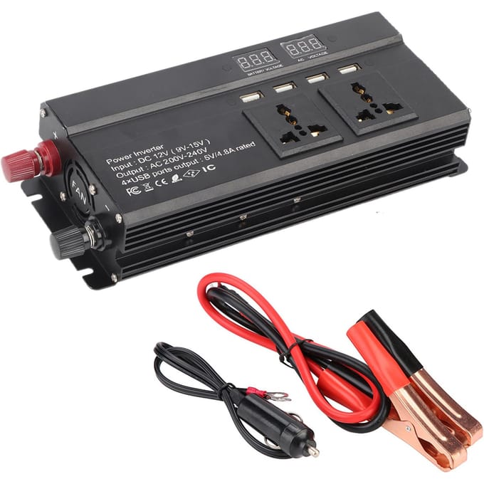 DC 12V naar 1200W 3000W Auto Spanningsomvormer Inverter Converter Auto Oplader wit