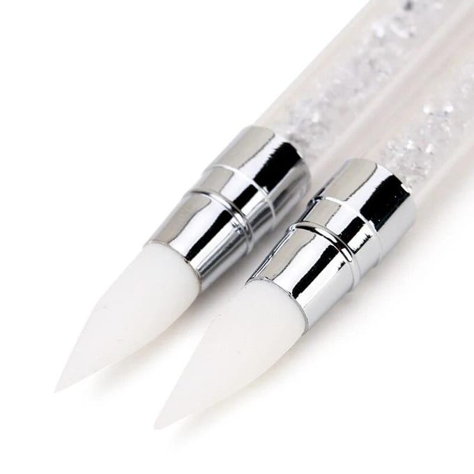 Stylo de Sculpture en Silicone à double extrémité pour Nail Art, outil de conception d'ongles facile et précis, brosse à points de paillettes de Sculpture 3D white