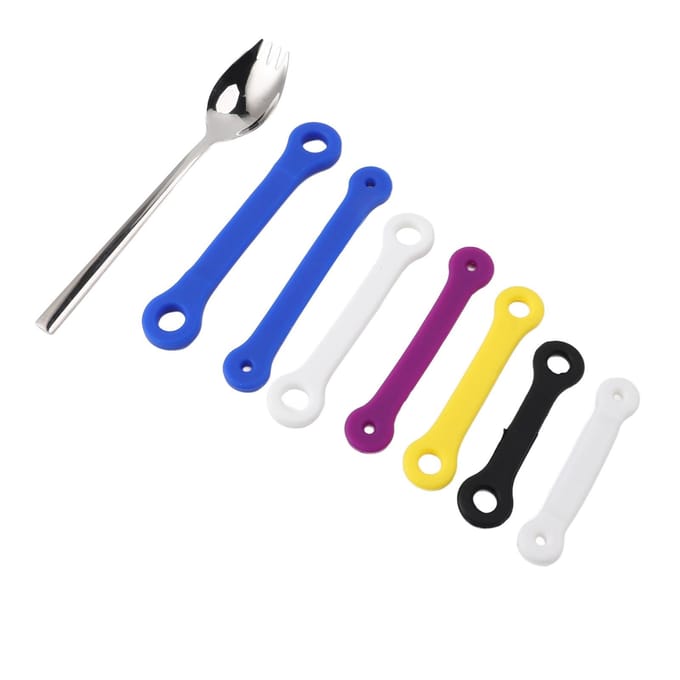 Cuillère Adaptative en Acier Inoxydable et Silicone Aide à Manger Cuillère Auto-Ajustable Ustensile Adaptatif blue