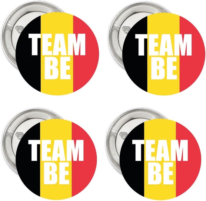 4 Voetbal buttons Team BE - voetbal - button - Belgie - team BE - EK - WK - sport - rode duivels