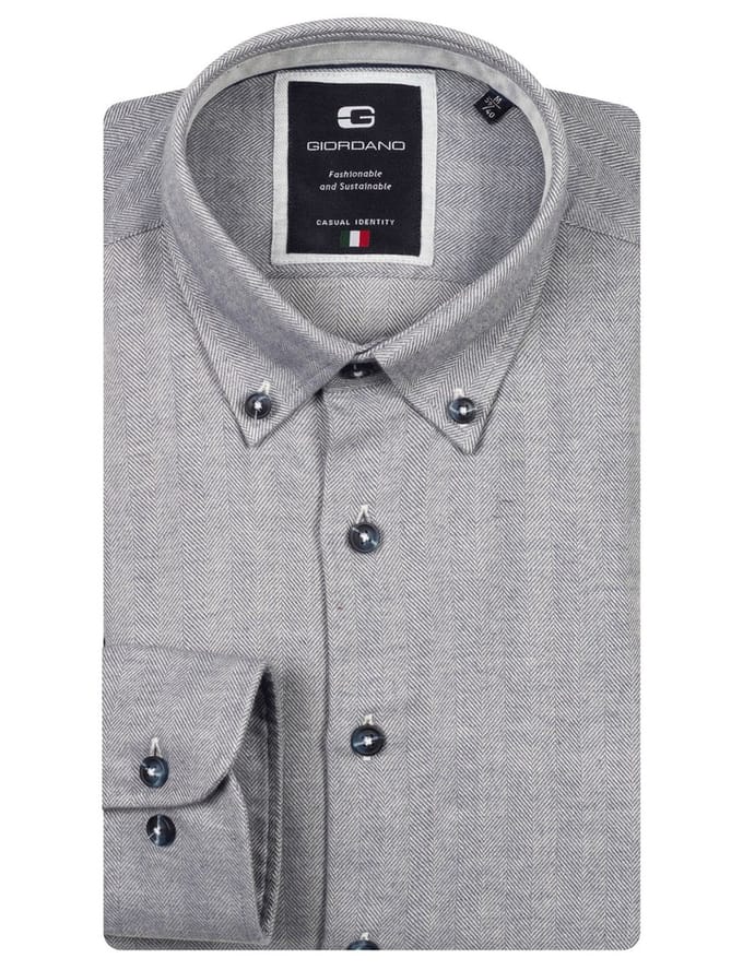 Giordano overhemd grijs button down geprint