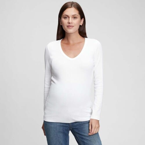 Modern positie T-shirt met V-hals en lange mouwen 719653 Dames