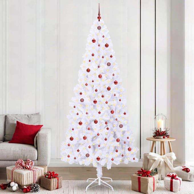 vidaXL - Kunstkerstboom - met - 300 - LED - Wit - 240 - cm - PVC - en - Staal