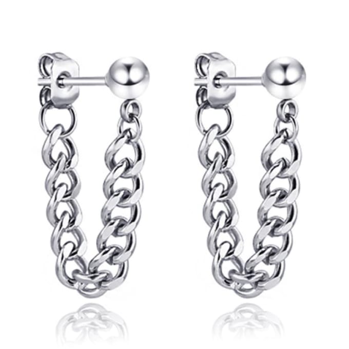 Zilverkleurige Dames Oorbellen Ketting van Edelstaal