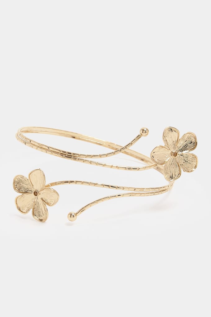 Yours Goudkleurige Bloemenarmmanchetsize One Size