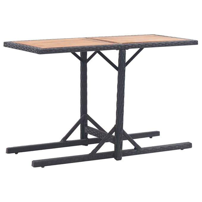 vidaXL - Tuintafel - massief - acaciahout - en - poly - rattan - zwart