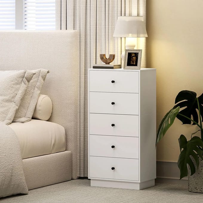 Sweiko Ladekast - 5 lades - MDF - 47 x 29 x 95 cm - Wit