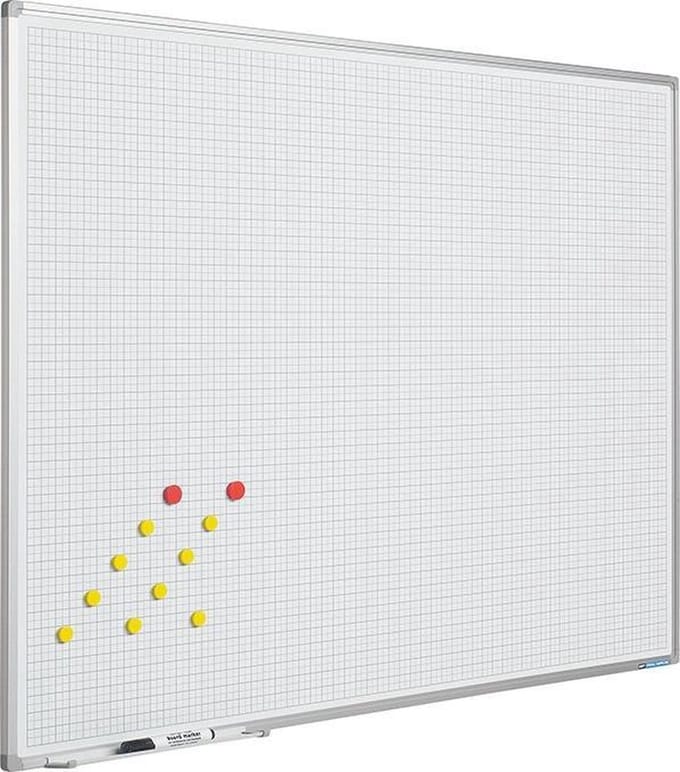 Geruit schrijfbord Softline profiel 8mm, wit 5x5 - 120x200cm