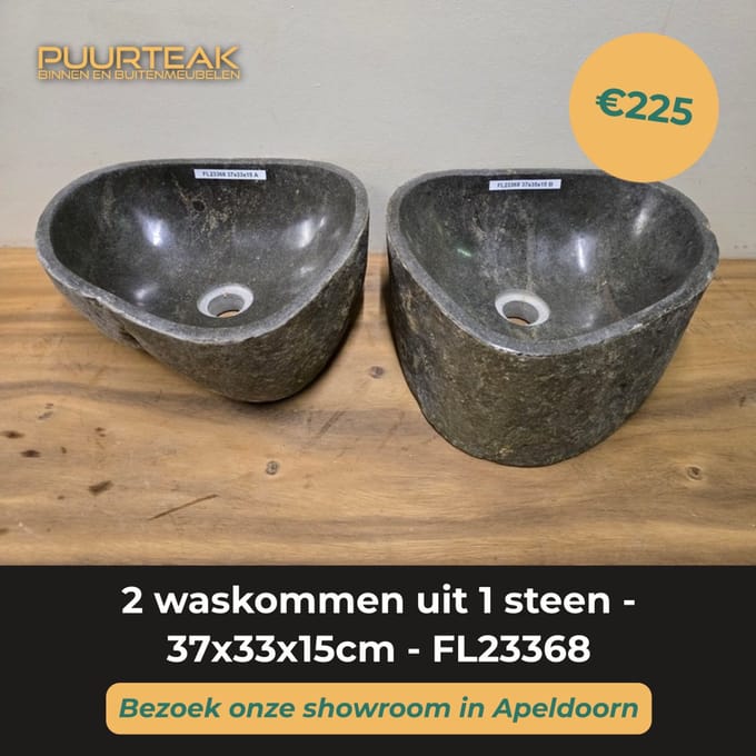 2 waskommen uit 1 steen - 37x33x15cm - FL23368