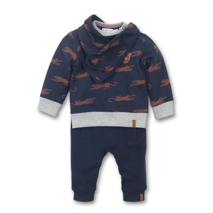 Dirkje - 2 pce Babysuit + scarf - Navy + grey melee + aop - Mannen - Maat 56