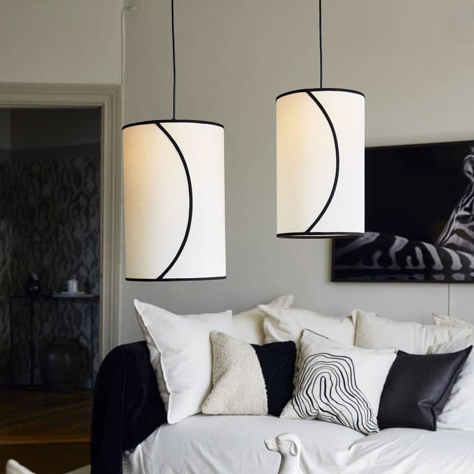 PR Home Hanglamp Ava, Ø 25 cm, biologisch katoen, crèmekleurig
