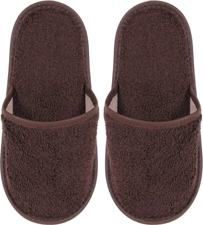 Badslippers Badstof Uni Pure met Zool Bruin Maat 43 - 1 Paar