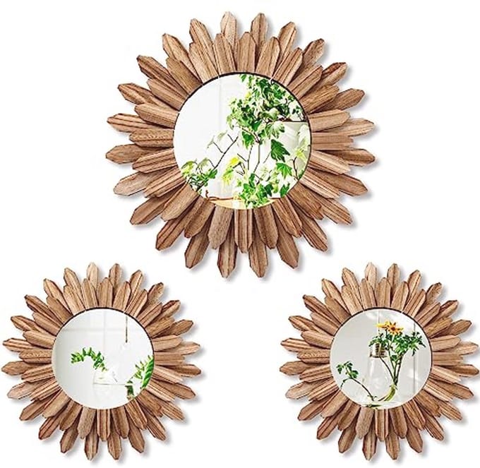 Ronde Boho wandspiegels - 3 stuks - 30 cm - Decoratieve muurkunst