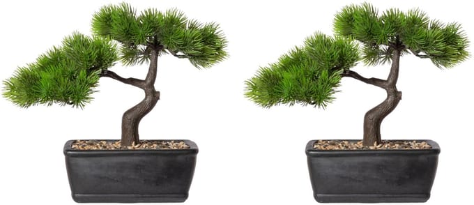 Kopu set van 2 kunstmatige bonsai lariksplanten - ca. 23 x 25 cm