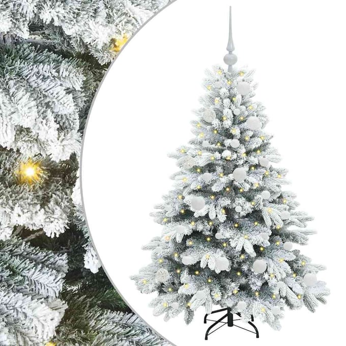 vidaXL - Kunstkerstboom - met - 150 - LED - met - standaard - Wit - 120 - cm - PE - en - PVC