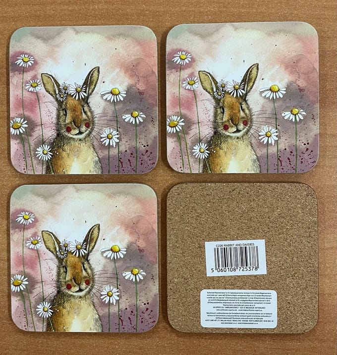 Alex Clark Onderzetters RABBIT AND DAISIES ~ KONIJN