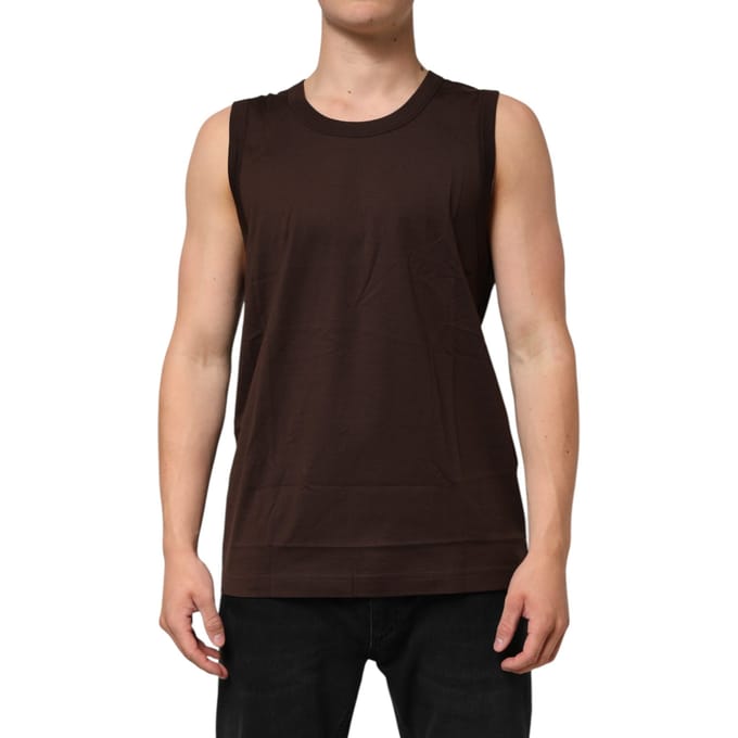 Dolce & Gabbana Bruin Katoenen Mouwloos Ondergoed Heren Tanktop