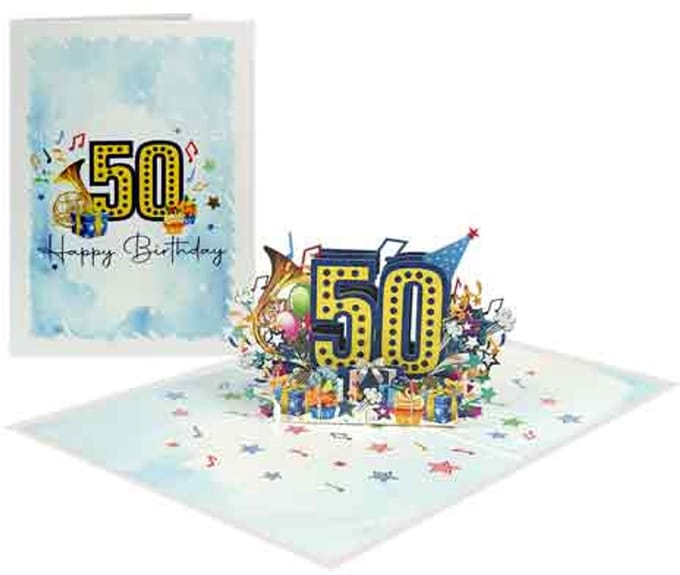 Wenskaart Kiriori 3D - Happy Birthday 50 Jaar - met Envelop